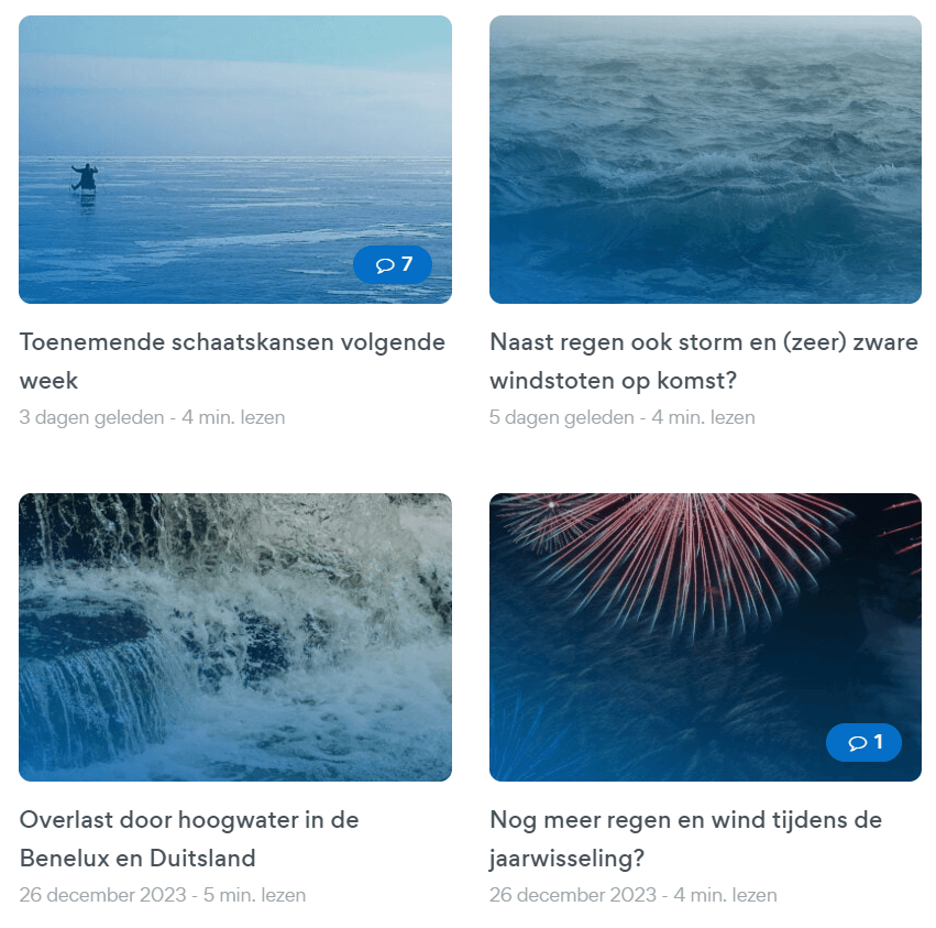 Screenshot van enkele geschreven artikelen